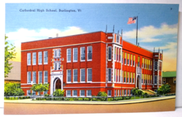Cathedral High School Burlington Vermont Linen Postcard Unused Vintage T... - $5.39