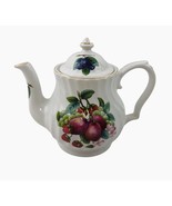 Vintage Crown Heritage England Porcelain Lidded Teapot Fruit Design Gold... - $24.75