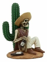 Day of The Dead El Borracho Drunk Desert Bandit By Cactus Skeleton Statue - £23.97 GBP