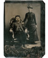 Tintype Photo of an Interesting Man Seated with Lady Standing 1870s-1880s - £16.48 GBP