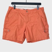 COLUMBIA orange lightweight cotton shorts women’s size 12 outdoor hiking travel - £19.29 GBP