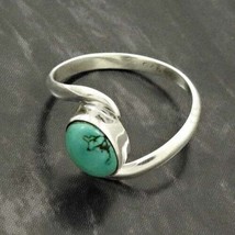 Natural Green Turquoise Gemstone Solid 925 Sterling Silver Christmas Gift Ring - £63.13 GBP