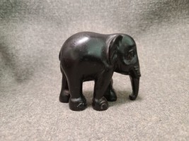 Mahogany Color Small Elephant Figurine Trunk Down Detailed - $11.40