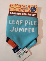 Posh Paws Leaf Pile Jumper S/M Dog Fall Bandana Collar Set 10-14&quot; 3pc - £8.13 GBP