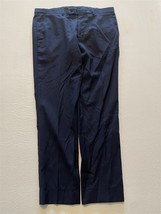 Carolina Herrera 36 x 30 Navy 100% Wool Hopsack Slim Tapered Flat Front Trousers - $29.99