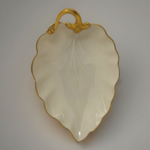 VTG Lenox Woodleaf Candy Dish Ivory w/24K Gold Leaf Shaped Elegant Class... - £15.01 GBP