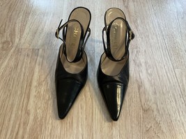 Chanel Shoes Heels Black Leather Size 36.5 Finition Main Women’s - £215.25 GBP