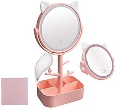 Vanity Mirror With Lights &amp; Desk Mirror Lights Touch-Screen Light Control, Pink - £29.56 GBP