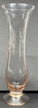 Vintage MCM Pink Glass Fluted Bud Vase 5.75&quot; Tall Etched Wheat Leaf Pattern - £6.77 GBP