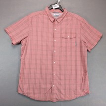Columbia Sportswear Orange Plaid Button Up Shirt Men&#39;s XL Short Sleeve V... - $460.26 MXN