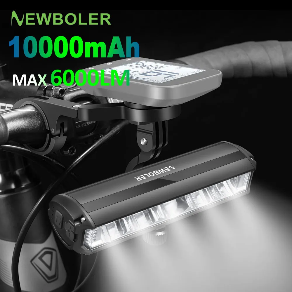 NEWBOLER Bicycle Light Front 6000Lumen Bike Light 10000mAh Waterproof Flashlight - £18.90 GBP+