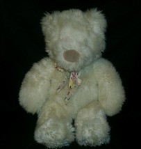 14&quot; Vintage Spanky White Teddy Bear Gund Stuffed Animal Plush Toy Bow Sitting - £44.74 GBP