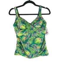 Lands End Women&#39;s Chlorine Resistant Wrap Underwire Tankini Swimsuit Top Green 4 - £15.09 GBP
