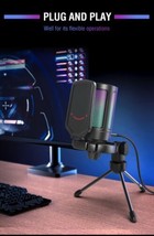 Black USB Condenser Microphone Gaming Streaming with Pop Filter Shock Mount - £49.80 GBP