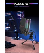 Black USB Condenser Microphone Gaming Streaming with Pop Filter Shock Mount - £48.80 GBP