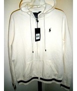 NWT WOMEN&#39;S RALPH LAUREN GOLF ZIP CREAM HOODIE Size M DARK BROWN TRIM - £114.67 GBP