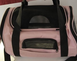 Small Dog Cat Pet Carrier Soft Comfort Bag Travel Case Pink Well Ventilated - £17.25 GBP