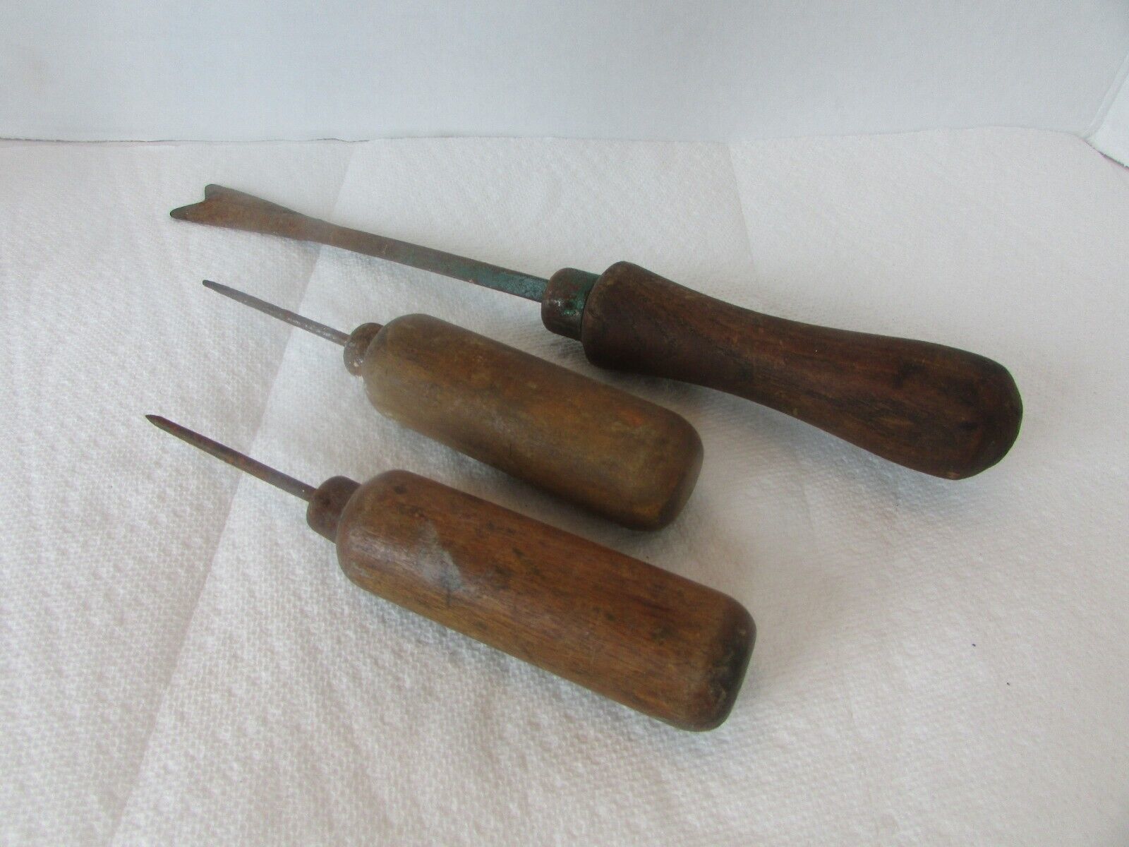 3 Wood Handle Tools Picks Awls Nail Puller Pry Tool unbranded - $9.85