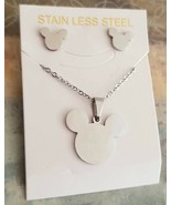 Stainless Steel Disney Mickey Mouse Jewelry Set: Earring+Necklace - £14.29 GBP