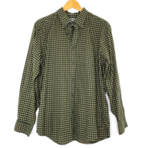 Eddie Bauer Button Front Shirt Mens size Medium Collared L/S Relaxed Green Plaid - £17.91 GBP