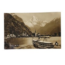Vintage Lake Lucerne Switzerland RPPC Postcard Steamboat Bristenstock Fl... - £5.24 GBP