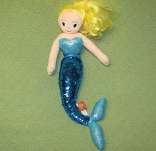 Adventure Planet Sequin Mermaid Plush Stuffed Doll Blue Tail Blonde Hair 18&quot; Toy - £8.70 GBP