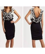 Alice + Olivia Zebra Top Blouson Silk Blend Slouchy Dress Size Small - $94.37 CAD