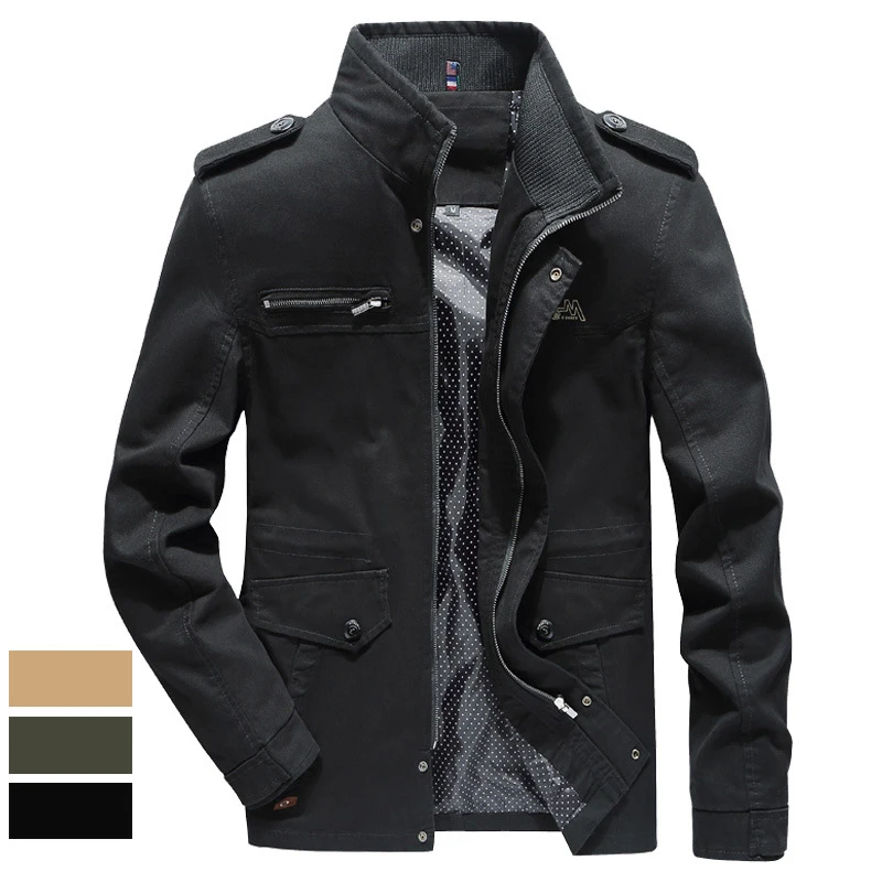 Men&#39;s Jacket Coat Washed Pure Cotton Outdoor Men&#39;s Casual Solid Color Multi Pock - £230.74 GBP