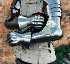 Medieval Réplica Acero Negro Prince Mano Juego Arm Protector Caballero Brazales - £118.91 GBP