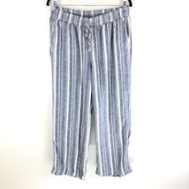Briggs Womens Pants Linen Blend Pull On Pockets Drawstring Striped Blue White L - £11.37 GBP