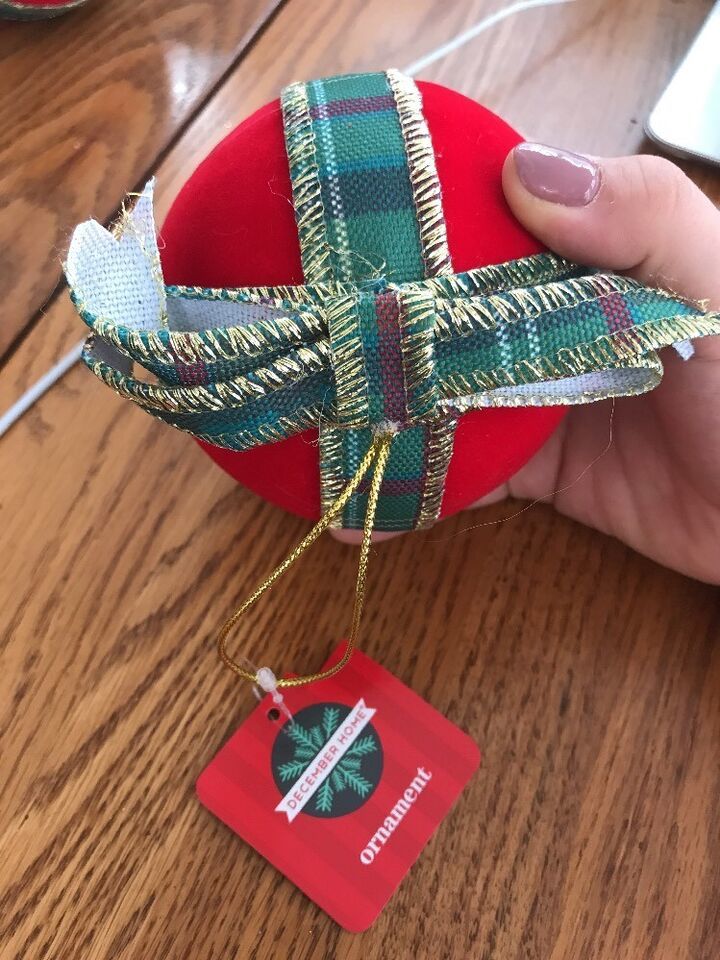 Red Flannelette Balls Christmas Ornaments Ships N 24h - $5.87