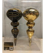 Robert Stanley After Midnight Black &amp; Gold  Plastic Christmas Ornaments 12&quot; - £23.36 GBP