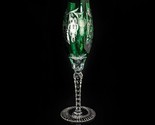 Ajka Marsala Emerald Green  Crystal Champagne Flute 9&quot; Tall - $175.00