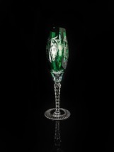Ajka Marsala Emerald Green  Crystal Champagne Flute 9&quot; Tall - £136.68 GBP