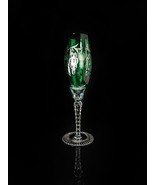 Ajka Marsala Emerald Green  Crystal Champagne Flute 9&quot; Tall - £137.66 GBP