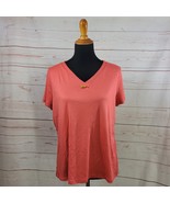 Talbots Petite Short Sleeve V- neck Burnt Orange Top Size PXL - $21.57 CAD