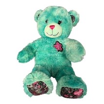 Build-A-Bear Teal Peace &amp; Love Bear 2011 – Plush Stuffed Animal – Pink N... - $19.00