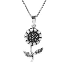 Charming Spring Sunflower .925 Sterling Silver Necklace - £18.98 GBP