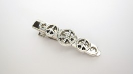 Small silver metal peace sign alligator hair clip barrette for fine thin... - £7.15 GBP