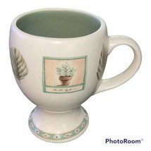 Pfaltzgraff Naturewood Pedestal Balloon Shape Mug Green Leaves Garden Tools - $313.15 MXN