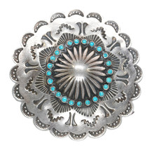 c1940&#39;s Navajo silver snake eye turquoise large pin - $254.68