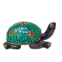 Wooden Turtle Stone Handwork 8 Inches Length 8 Inches - £79.92 GBP