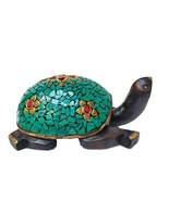 Wooden Turtle Stone Handwork 8 Inches Length 8 Inches - £79.93 GBP