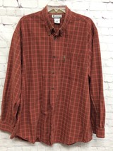 Columbia Big Mens Long Sleeve Casual Button Down Shirt Rust Plaid Size 2XB - £8.06 GBP