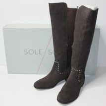 Sole Society Calvenia Studded Tall Boots Shoes in Iron size US 9 M New MSRP $140 - $89.99