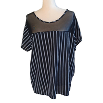 Arabella Mesh Striped Black and White Tee Shirt 2x - £9.32 GBP