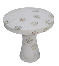 Marble Table Repeating Roses Side Table, Pietra Dura, End Table, Side Table, Sof - £4,396.45 GBP