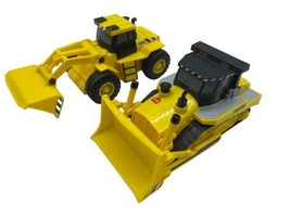 2008 Tonka Hasbro Yellow Plastic Bulldozer Front Loader Lot Mega Minis - £14.92 GBP