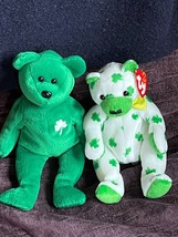 TY Lot of Green Plush ERIN &amp; White CLOVER ST. Patrick’s Patty’s Day Teddy Bear - £8.99 GBP