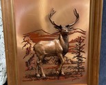 70’s Big Buck Wall Plaque Signed John Louw Framed Copper Raised Relief 3... - $38.61